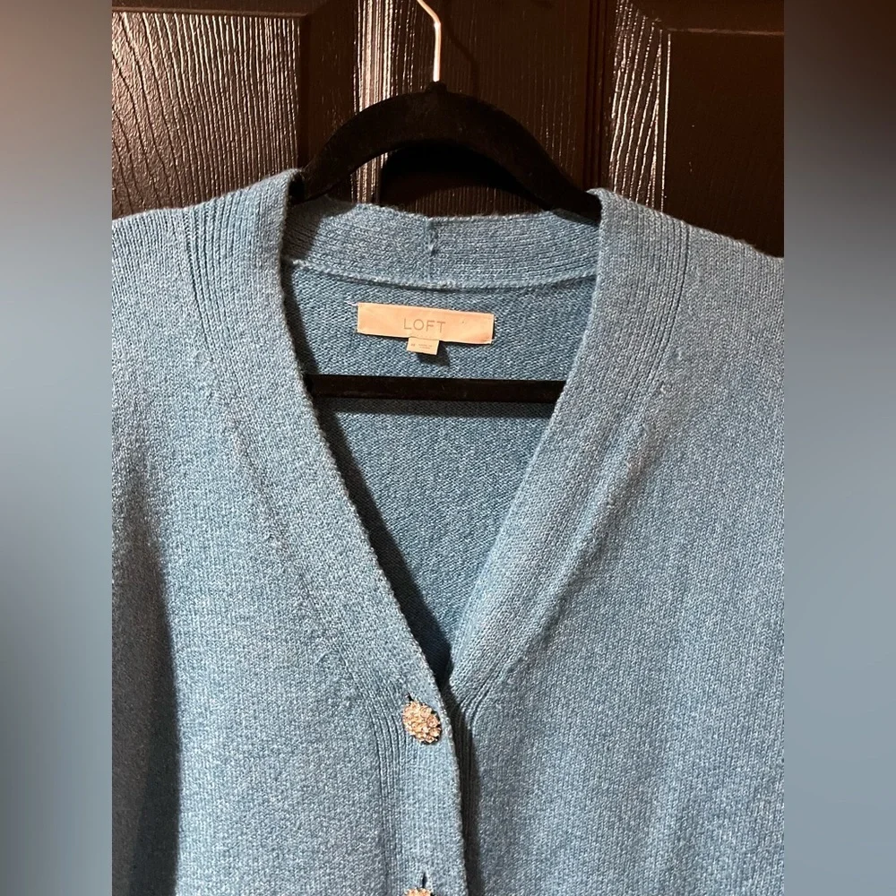 LOFT Rhinestone Button Cardigan Sweater